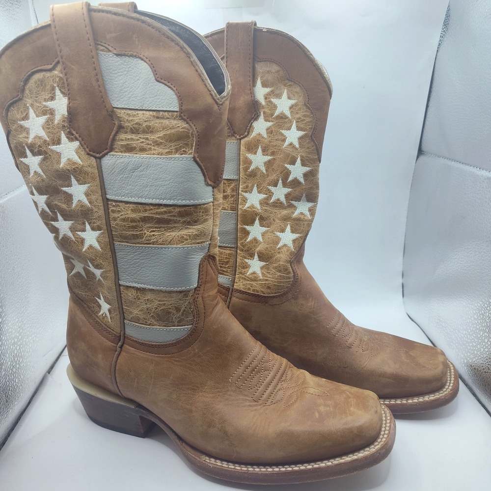 JB Dillon Women's Boots Size 8B Stars Stripes American Flag Patriotic Leather